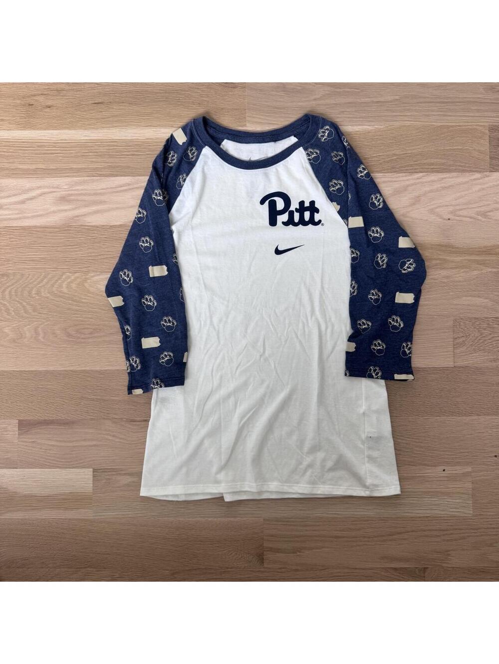 Nike Pitt Panthers Raglan 3/4 Sleeve T-Shirt NCAA College Baseball Tee Small